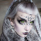 Model are wearing Green Demon Sclera Lenses