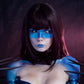 Model are wearing Vampire Black And White Sclera Lenses