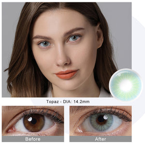 Hidrocor Topaz Blue Coloured Contacts | Yearly