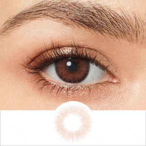 spanish real peach colored contacts wearing effect drawing and plan lens