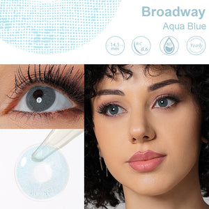 Broadway Aqua Blue Coloured Contacts | Yearly