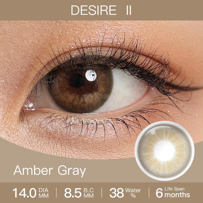 Desire II Amber Gray Coloured Contacts | 6 Months