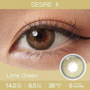 Desire II Lime Green Coloured Contacts | 6 Months
