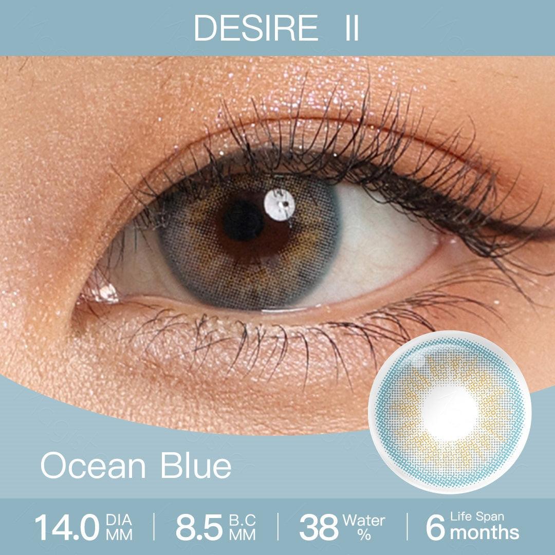 Desire II Ocean Blue Coloured Contacts | 6 Months